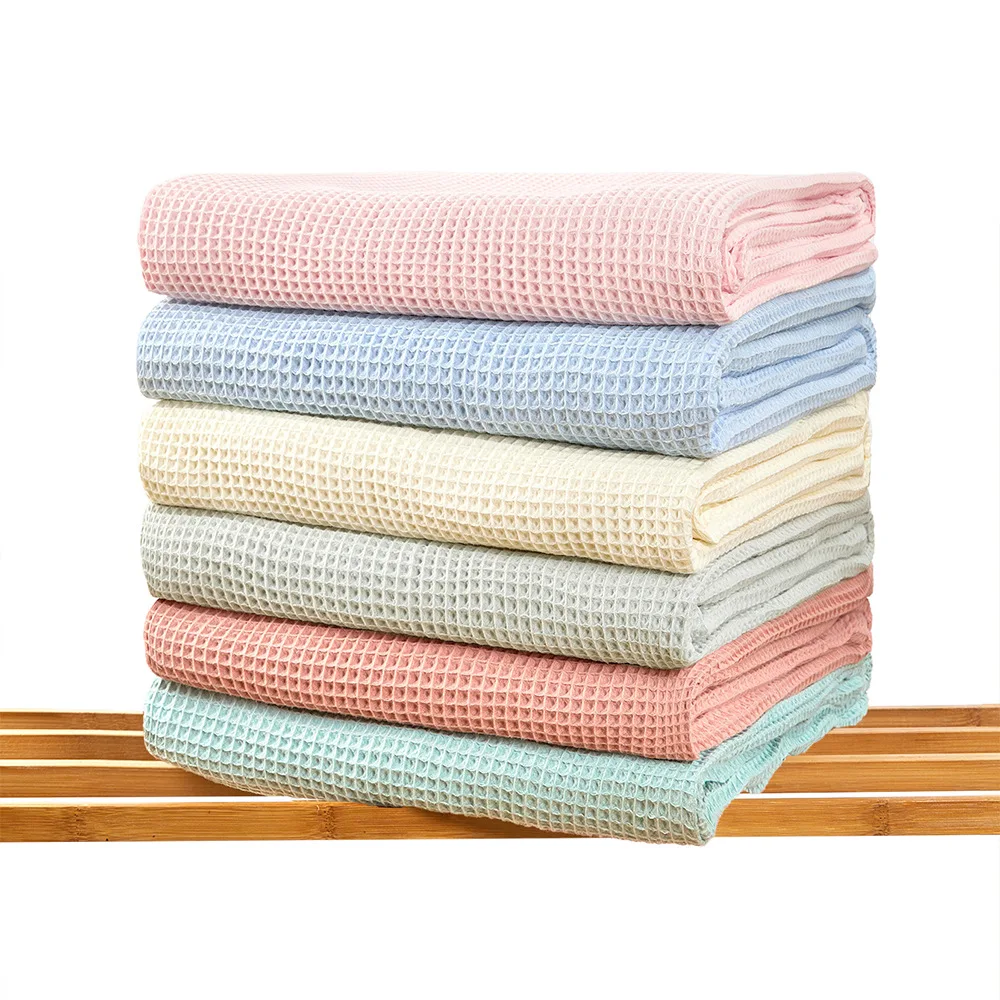 Хлопчатобумажное вафельное одеяло, детское пеленальное обертывание, Мягкое покрывало, детские принадлежности для новорожденных, Банное полотенце, одеяла для колясок, постельные принадлежности для ворса, Манта