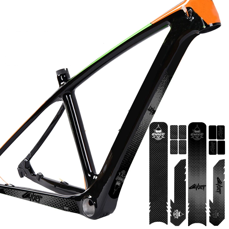 Черная Защитная наклейка для велосипедной цепи с рисунком из углеродного волокна Велосипедная Рама MTB Велосипед Аксессуары для велосипедов