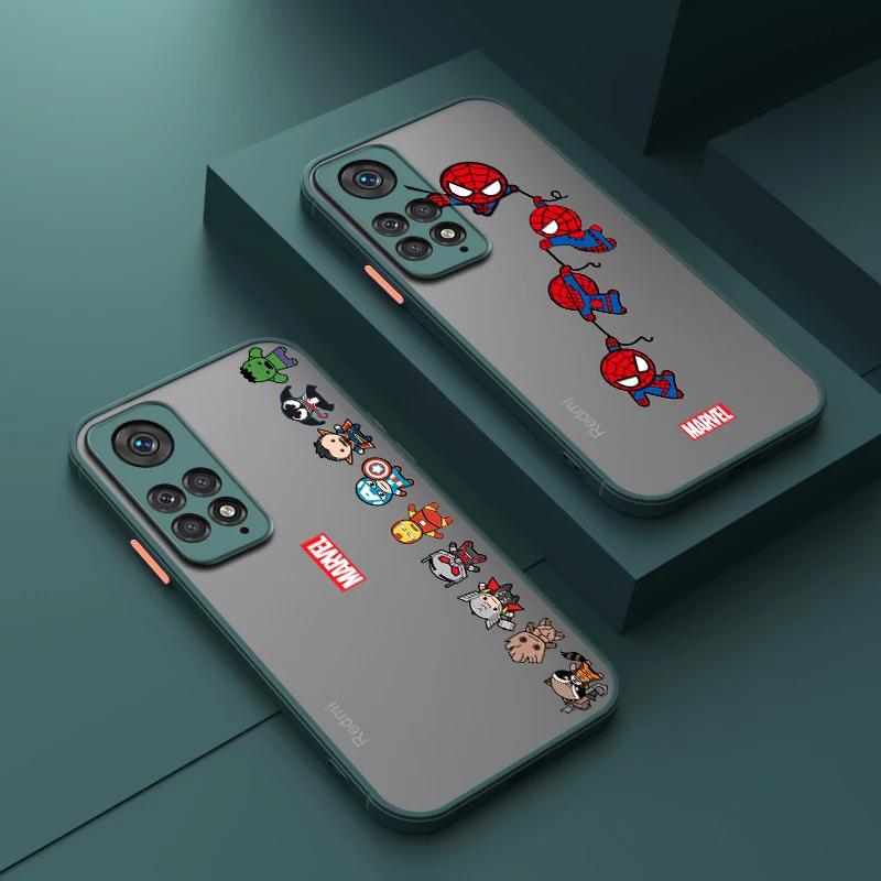 Чехол для Телефона с мультяшным изображением человека-паука Marvel Для Xiaomi 12 11 T Pro S Redmi Note 12 11 10 9 8 Pro S T 5G Матовый Полупрозрачный