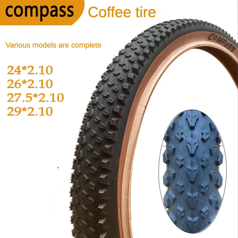 Шина для горного велосипеда Wanda Compass Kompass 24 26 27.5 29*2.1 Кофейная шина, аксессуары для велосипедов, Износостойкая шина