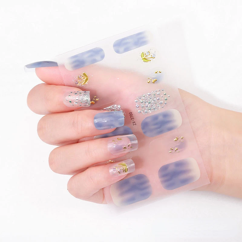 Японско-Корейский Набор Наклеек для ногтей с полной Обложкой, Самоклеящиеся Полоски для ногтей, Креативные Женские Наклейки для нейл-арта в 3D-Акварельном стиле